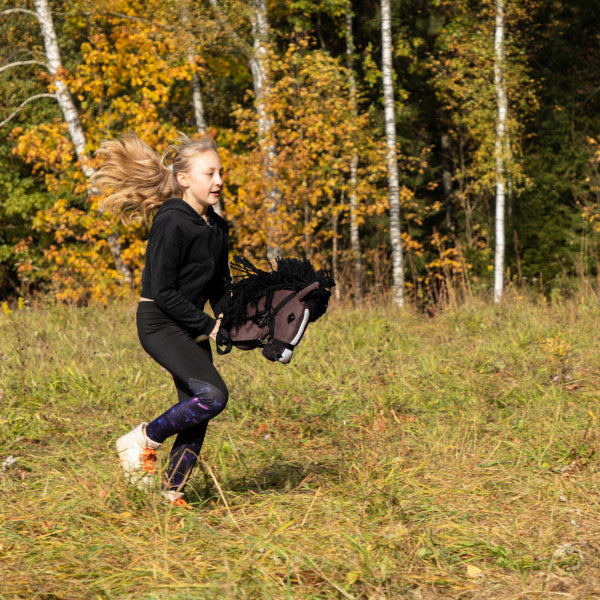 Zestaw Hobby-Horse gniady + derka i kantar szary, brąz, czerwony