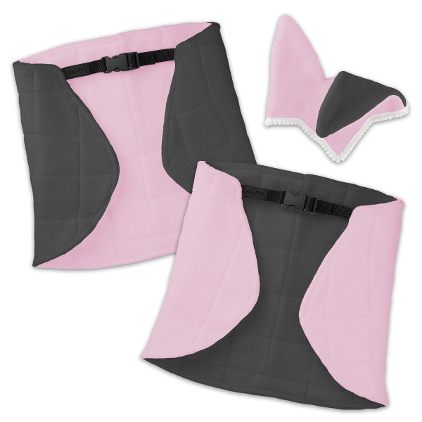 Derka dwustronna różowa i szara