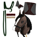 Zestaw Hobby-Horse gniady + derka i kantar szary, brąz, zielony